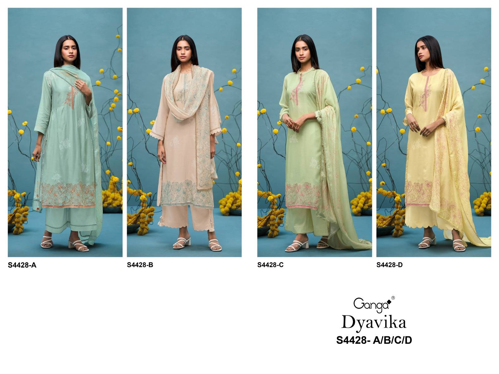 DYAVIKA 4428 By Ganga Fashion Stylish Beautiful Colourful Silk Dresses At Wholesale Price
